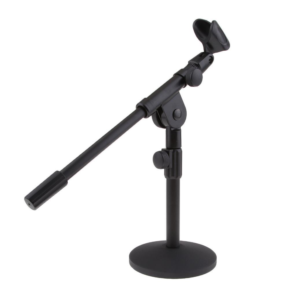 Adjustable Round Base Desktop Mic Stand Holder With Microphone Clip