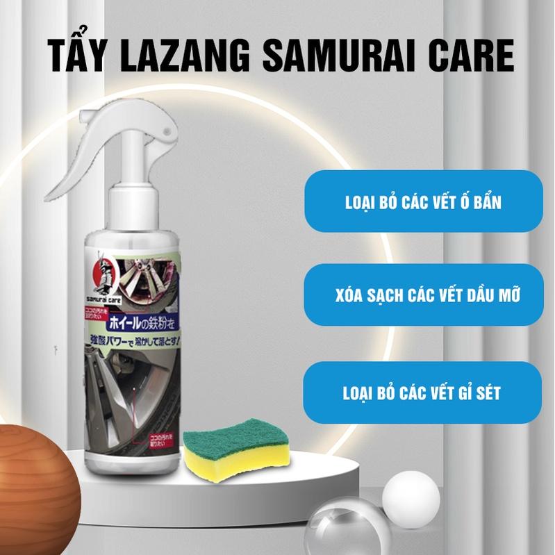 Chai xịt vệ sinh lazang Samurai Care dung tích 200ml nhập khẩu từ Nhật Bản, làm sạch mâm xe, tiện lợi khi sử dụng