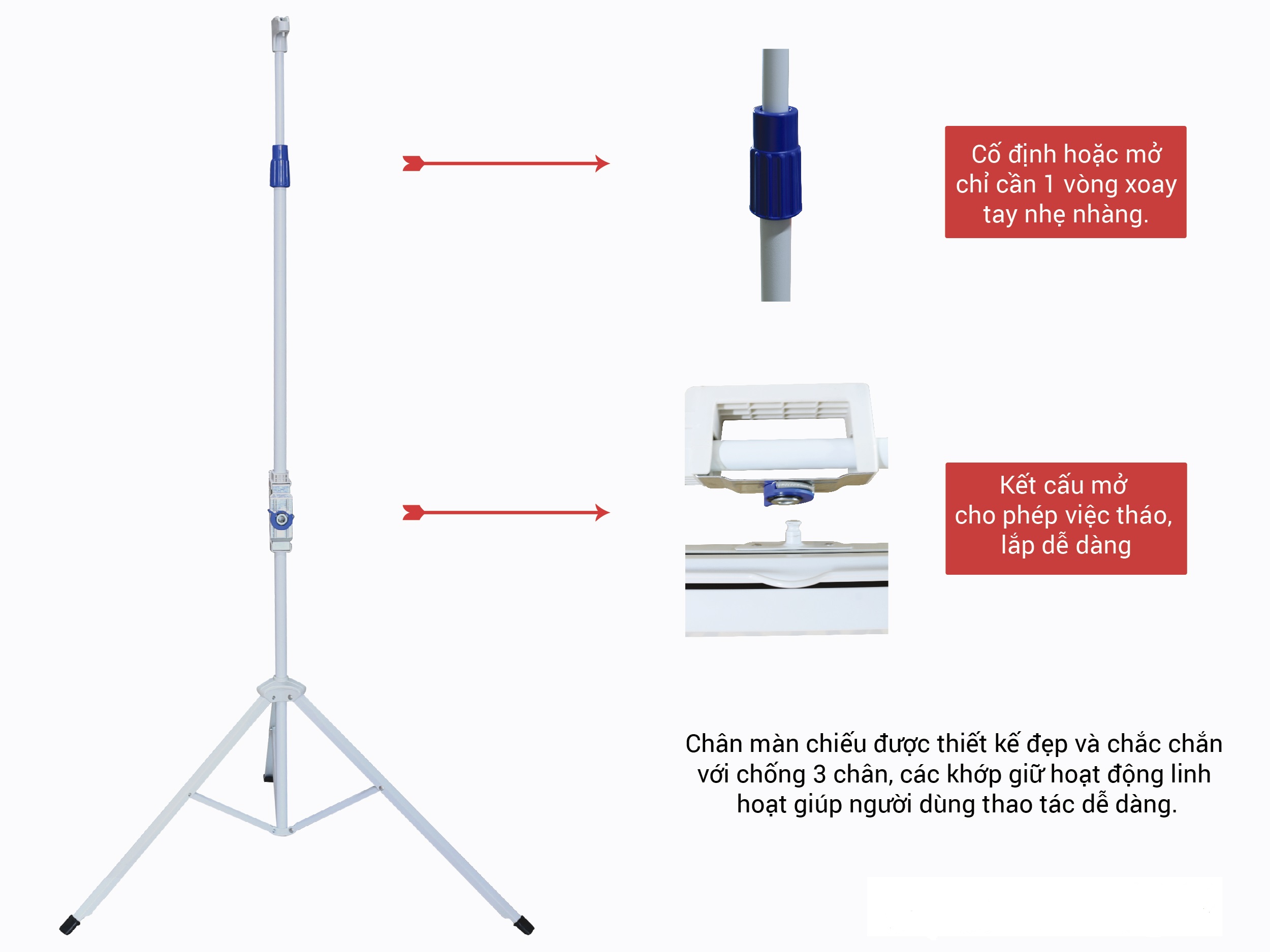 Màn chiếu 3 chân 1m25 x 1m25 ( 71 inch ) - Hàng Chính Hãng