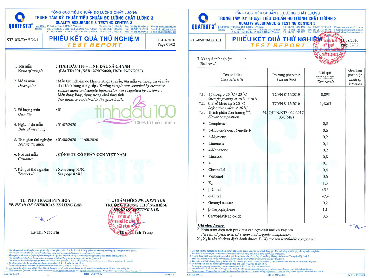 Tinh dầu Sả Chanh nguyên chất xua đuổi muỗi, hương thơm thư giãn