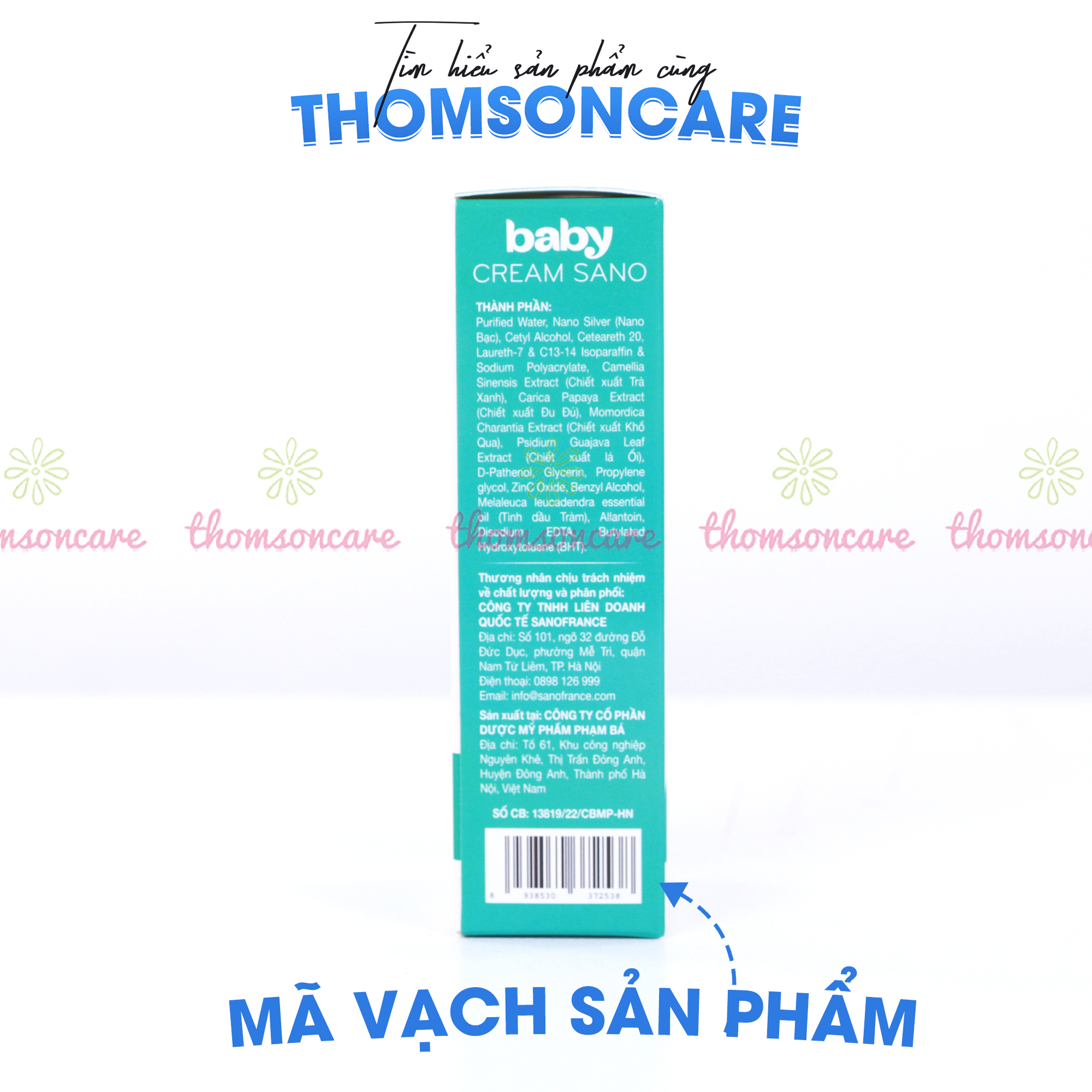 Kem bôi da cho bé Baby Cream Sano Sanofia France-Tuýp 20g  Giúp làm sạch da kháng khuẩn, làm da mềm mại- Từ Nano bạc - Thomsoncare