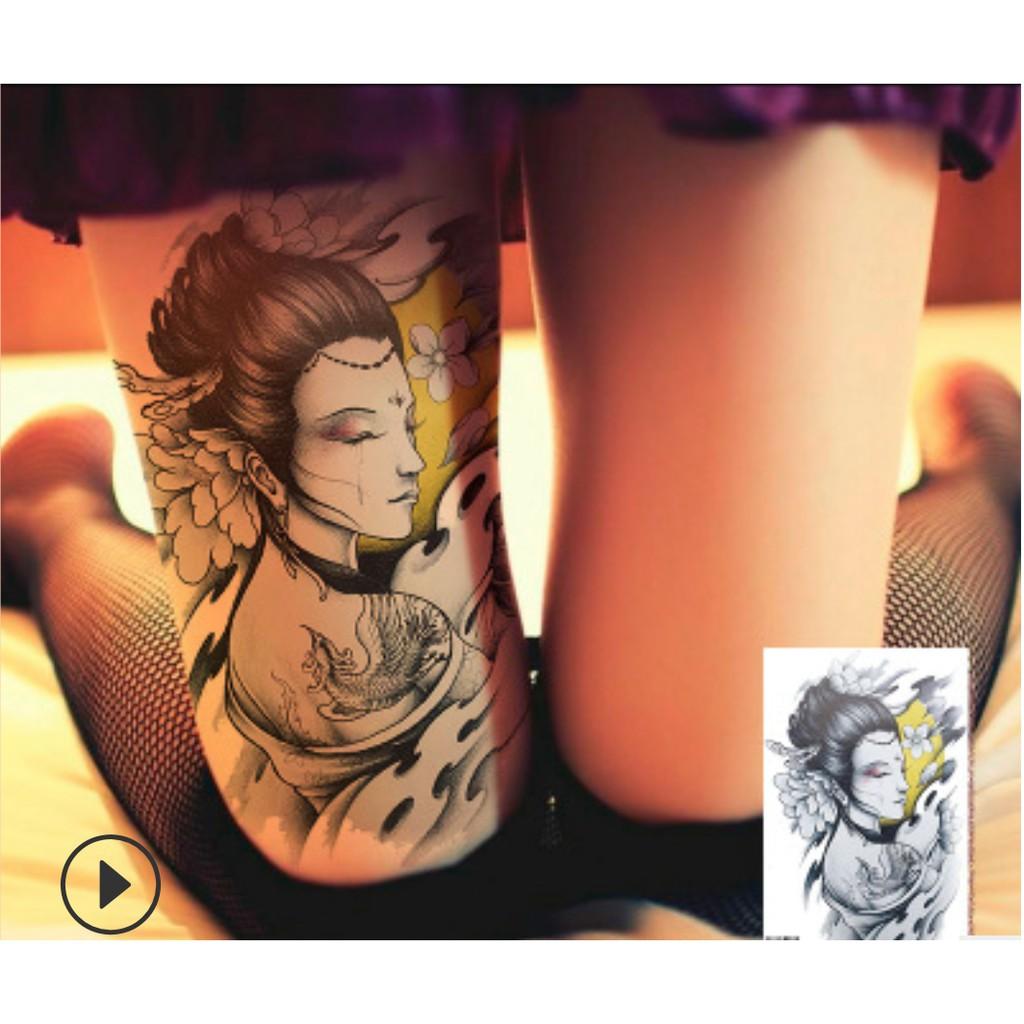 Hình xăm dán cô gái bắp tay 15x21cm- mua 5 tặng 1, mua 10 tặng 4 tấm đồng size