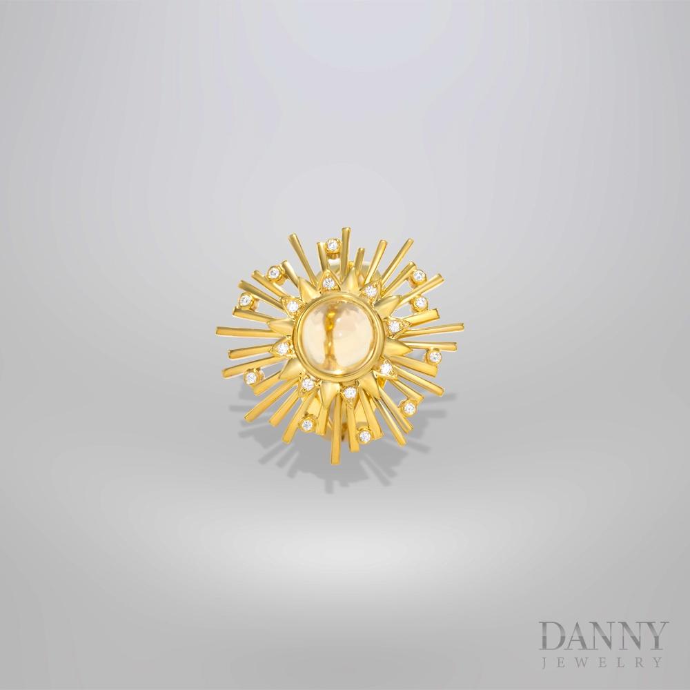 Nhẫn Nữ Danny Jewelry Bạc 925 Xi Vàng 18k Đính Đá Citrine Hoa Hướng Dương KI1GHZ001