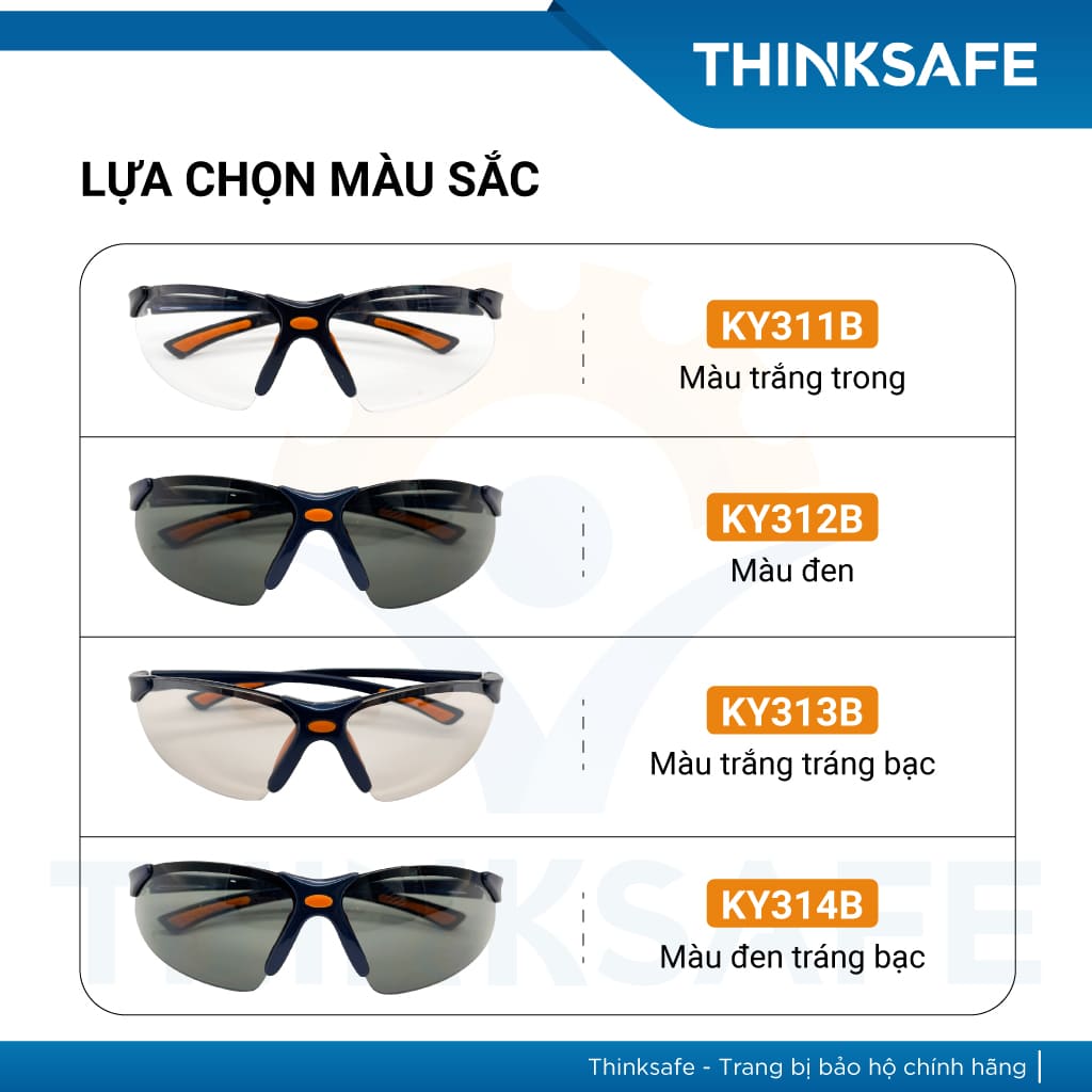 Kính chắn bảo hộ King's Thinksafe, chống tia uv cao cấp, bảo hộ đa năng, chống bụi đi đường, dùng lao động màu đen KY314B
