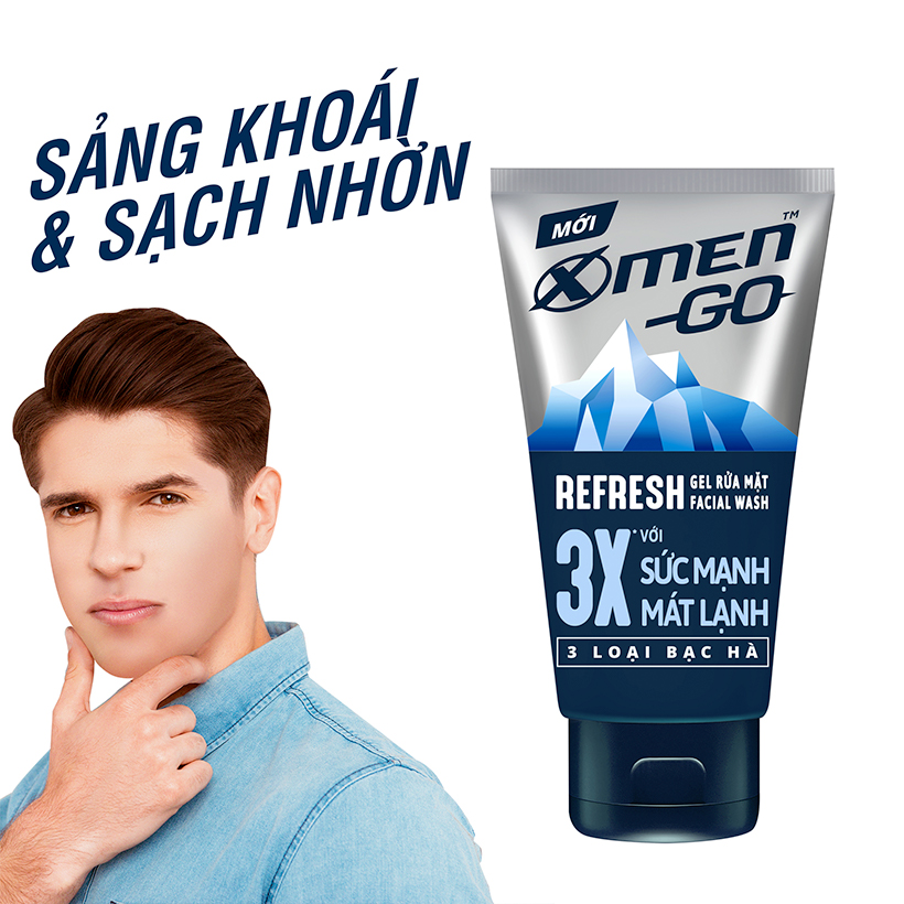 Sữa rửa mặt X-Men Go REFRESH 3 Loại Bạc Hà 100G