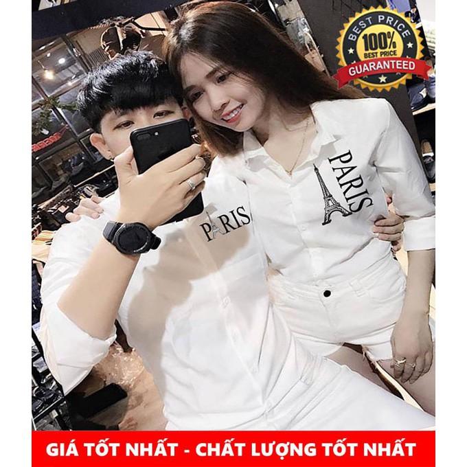 ÁO SƠ MI CẶP ĐÔI THÁP PARIS CAO CẤP | ÁO ĐÔI NAM NỮ ĐẸP