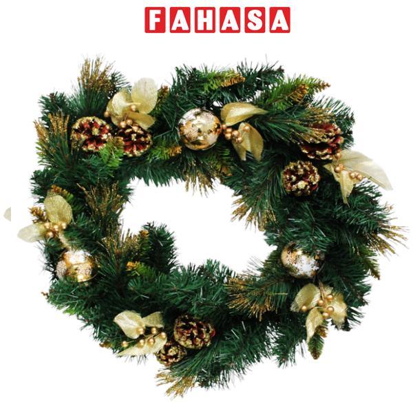 Vòng Hoa 3 Loại Lá Trang Trí Giáng Sinh 50 cm - Chaang Chiia LP-W20-3LL-GD