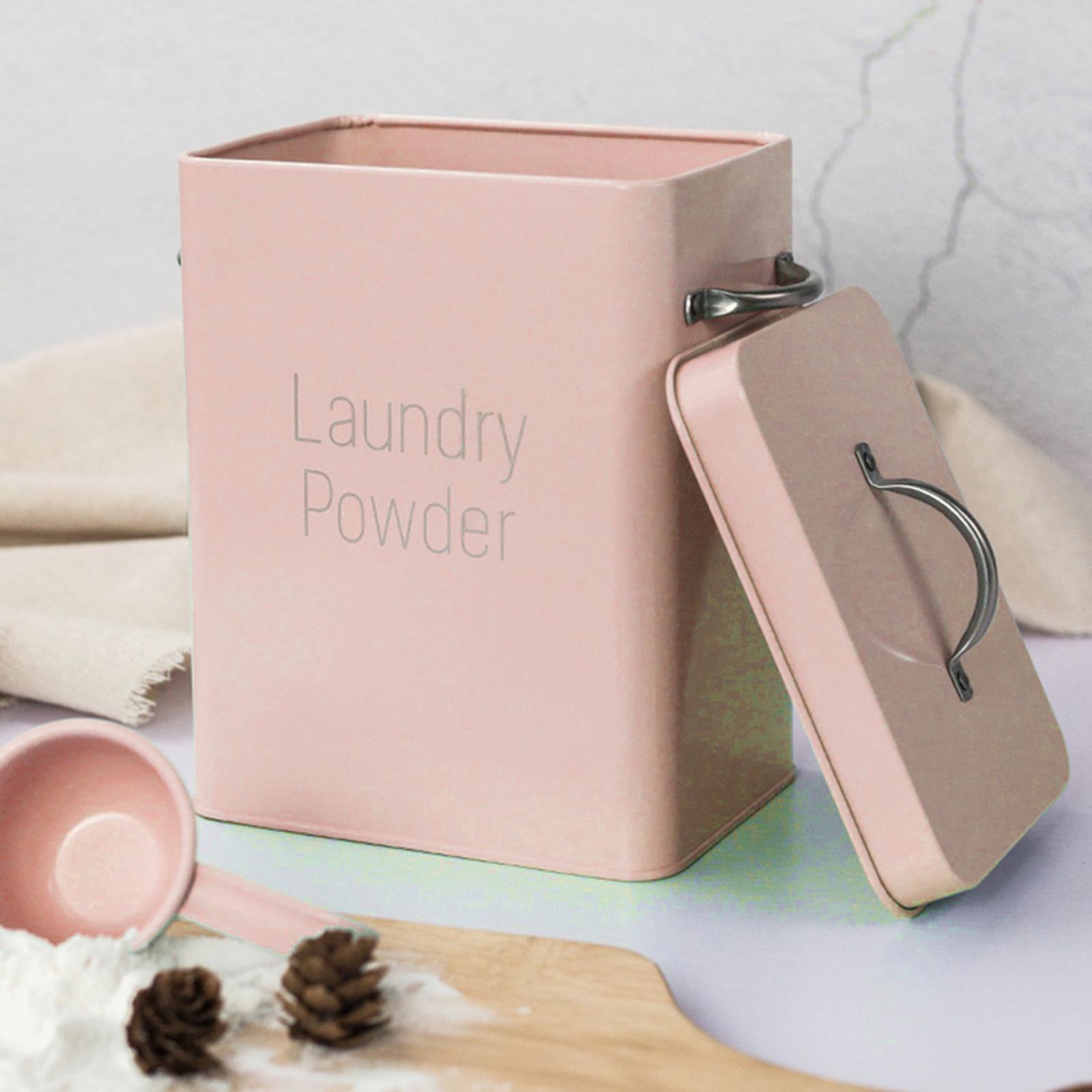 Laundry Storage Tin Box Large Rice Organizer Pink