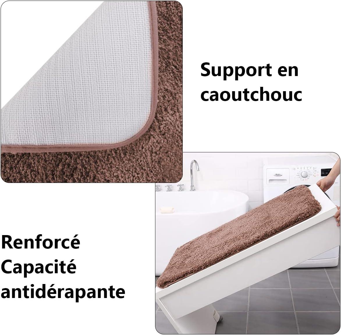 Thảm tắm, thảm tắm không thấm nước, thảm microfiber mềm mại cho phòng tắm và phòng ngủ, máy giặt có thể giặt, 40 x 60 x 3 cm, màu nâu sẫm