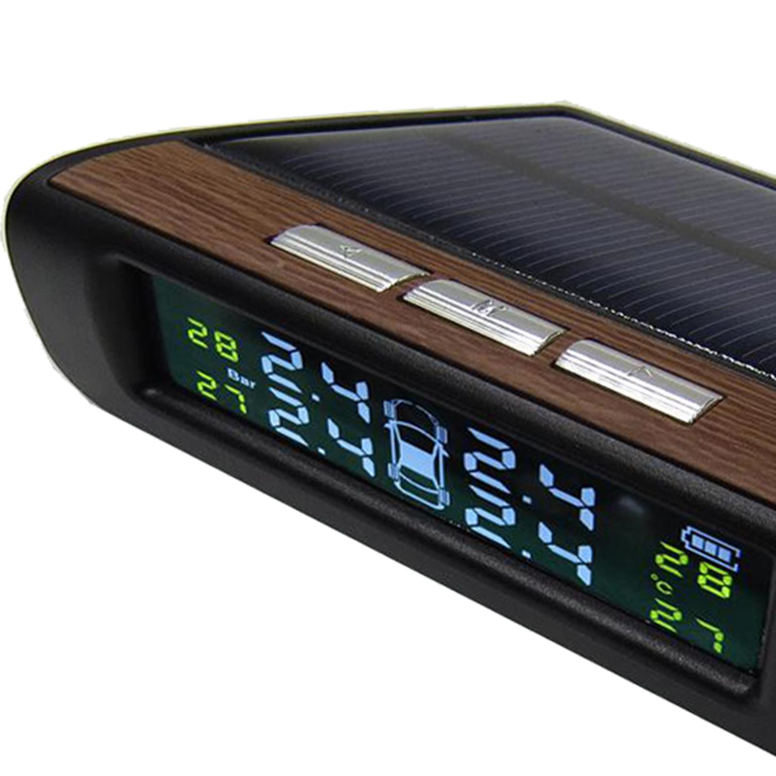 Tire Pressure Monitoring System Solar Power Wireless TPMS,Safety Monitor with 4 Sensors LCD Display Real Time Auto Alarm Pressure Temperature for Cars