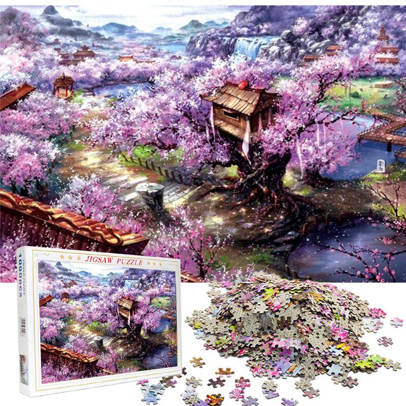 Bộ Tranh Ghép Xếp Hình 1000 Pcs Jigsaw Puzzle Tranh Ghép (75*50cm) Biệt Thự Sukura Bản Đẹp Cao Cấp