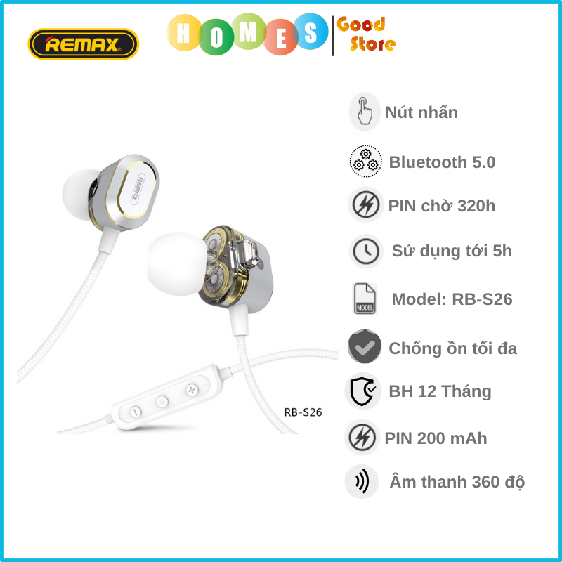 Tai Nghe Bluetooth REMAX RB-S26 - Hàng Chính Hãng