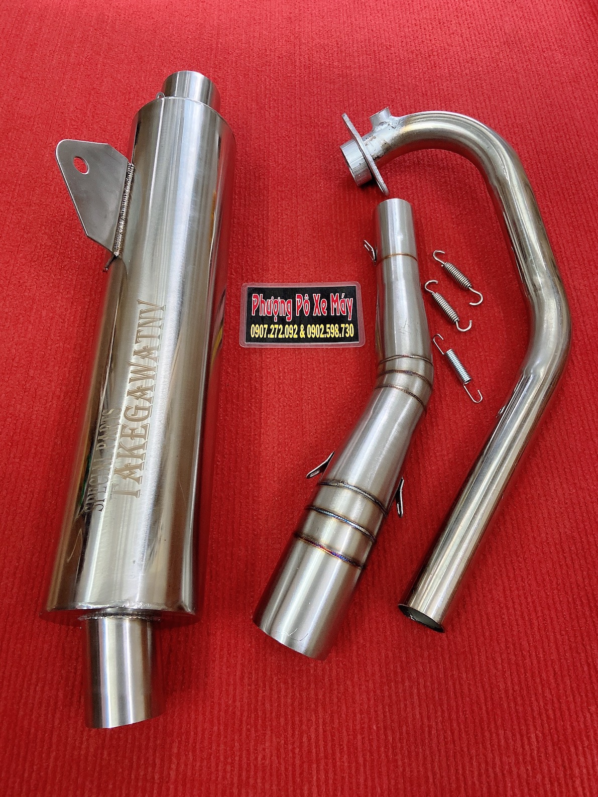 COMBO 1 SET Pô lon CBR full INOX 304 + CỔ 2 KHÚC dành cho mọi XE MÁY [ NEW