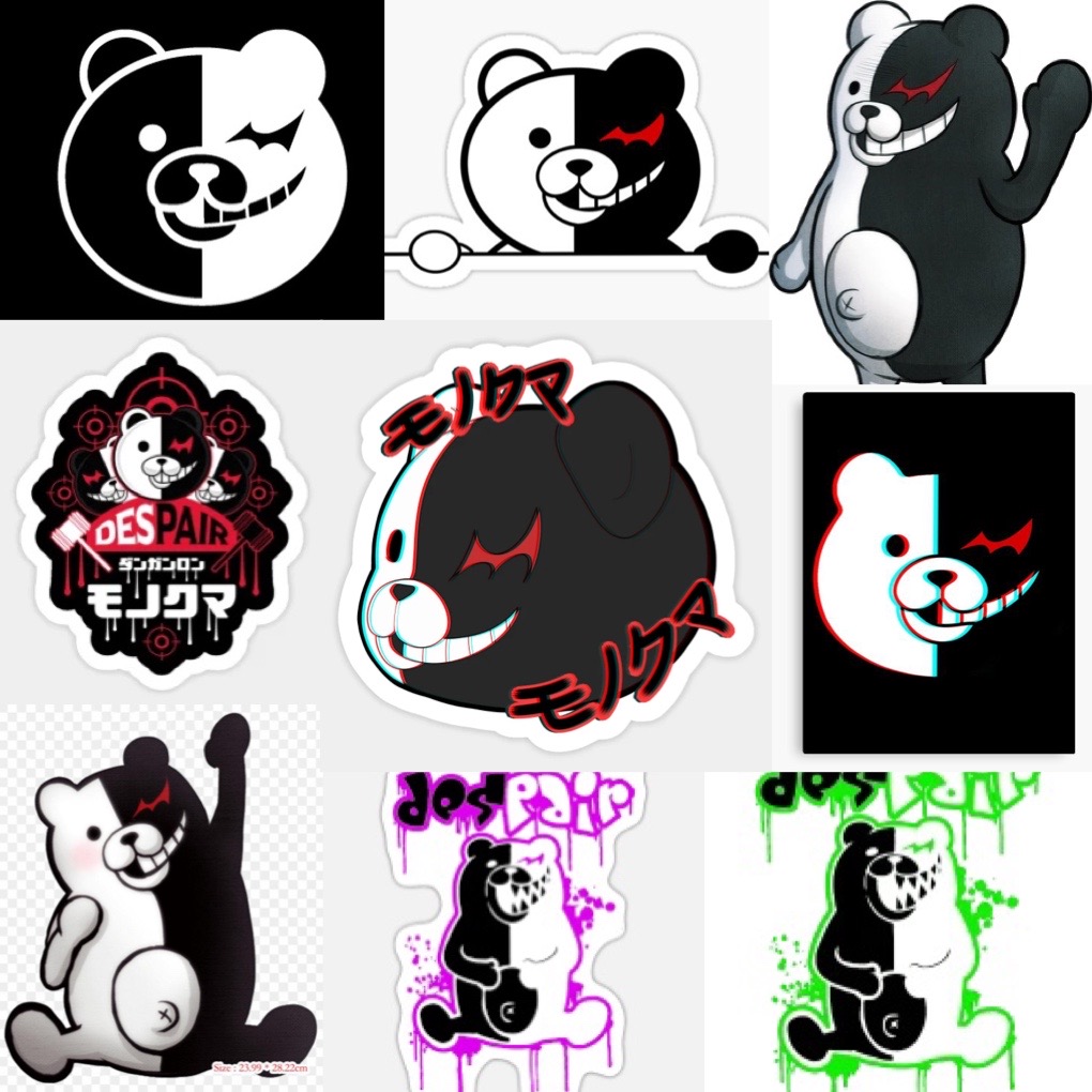 Sticker gấu Monokuma 30-60 ảnh khác nhau / hình dán Danganronpa monopuma