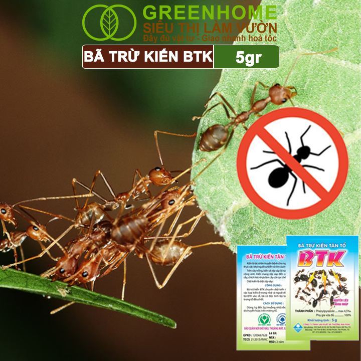 Thuốc Diệt Kiến Tận Ổ Greenhome, BTK, Gói 5gr, Hiệu Quả Cao, Dễ Sử Dụng, Tác Dụng Lâu Dài, Diệt Các Loại Kiến