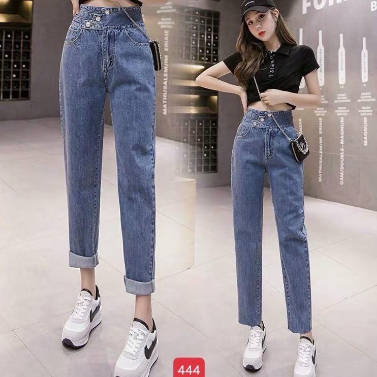 Quần baggy nữ MURADFASHION, quần baggy nữ xanh bó chân lưng cao cá tính phong cách thời trang nữ 2021 bggn444