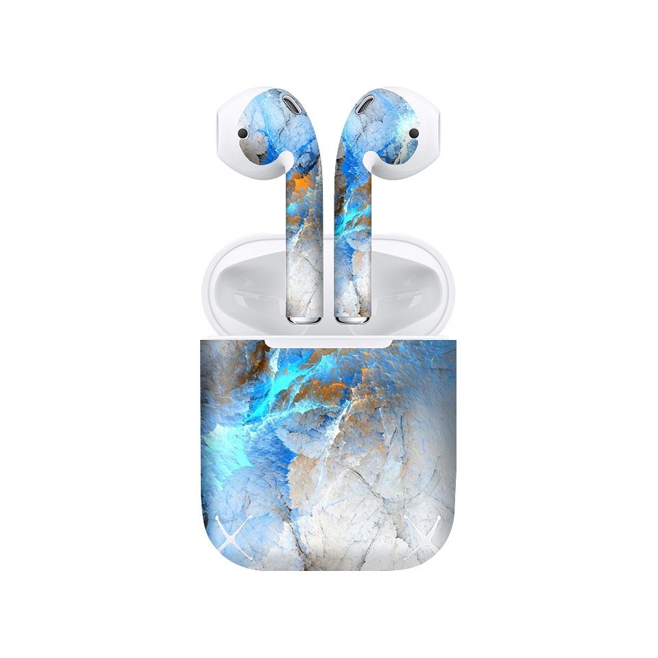 Miếng dán skin chống bẩn cho tai nghe AirPods in hình vân đá - dah014 (bản không dây 1 và 2)