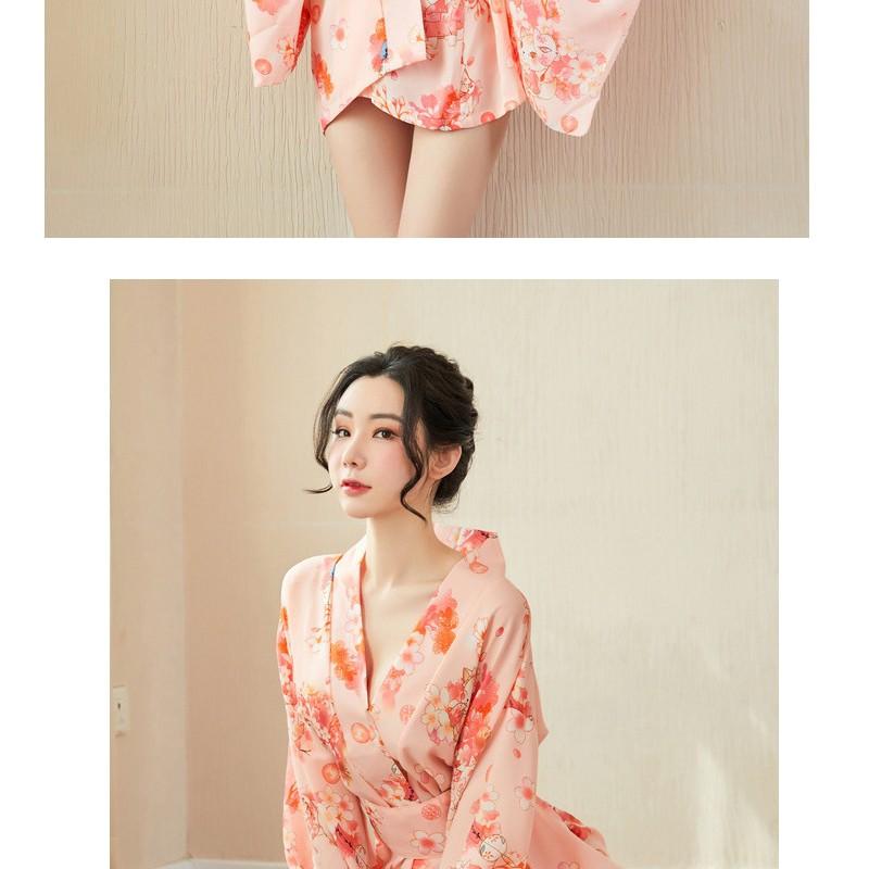 Áo choàng Kimono hoa đào cao cấp kèm chíp B157