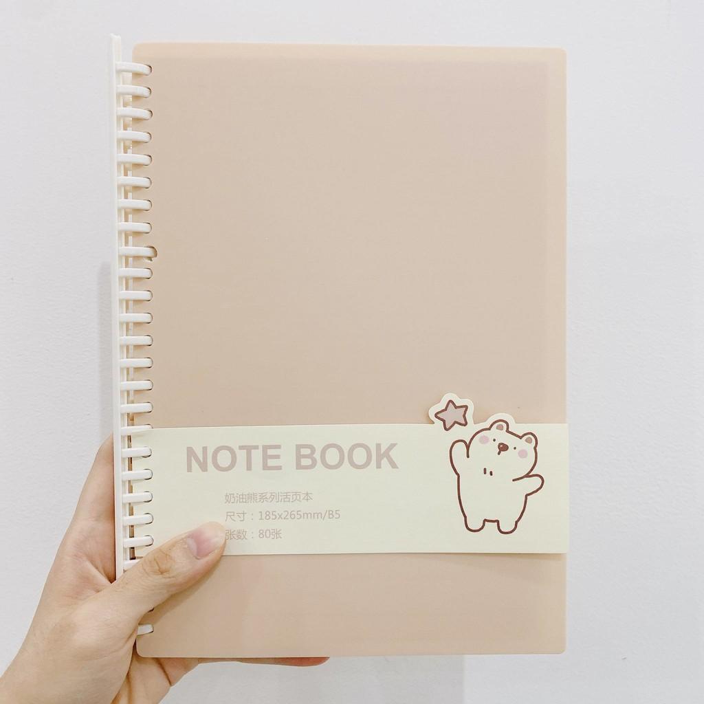 Sổ Còng Binder Màu Pastel Giấy Caro Grid Ô Vuông - Sổ Còng Thay Giấy Được màu Tím Hồng Nhạt Xanh Biển size A5 - B5