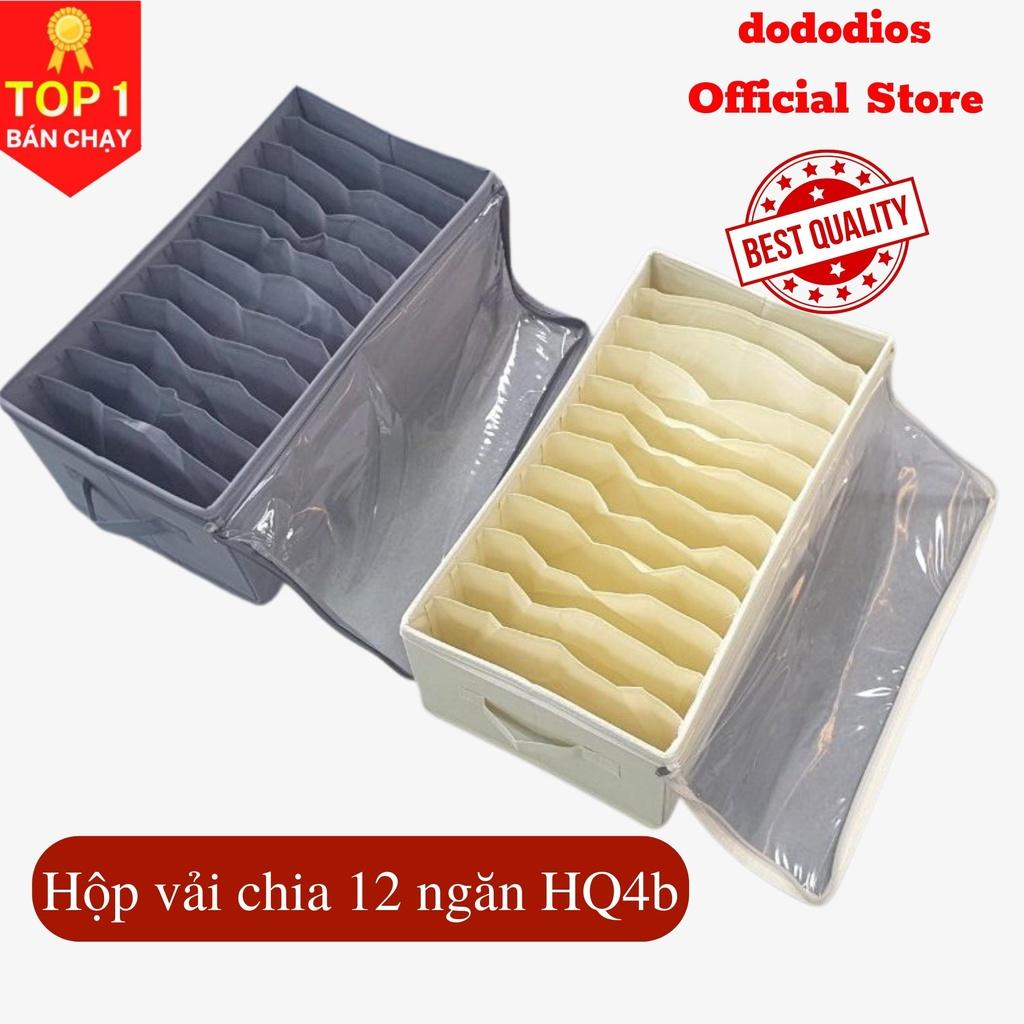 Hộp vải đựng đồ chia ngăn HQ4 - Hộp đựng quần áo chia 9 ngăn, 12 ngăn gấp gọn chính hãng dododios  - Hàng Chính hãng dododios