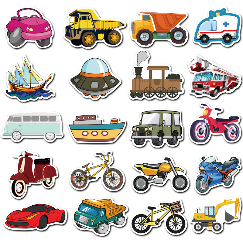 Sticker 40 miếng hình dán Transport