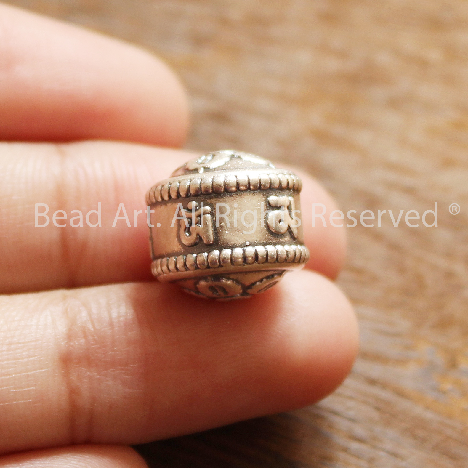 13x12MM Charm Khắc Lục Tự Chú Om Mani Padme Hum Bạc 925, Phối Vòng Tay Phong Thuỷ, Chuỗi Hạt, Trang Sức - Bead Art