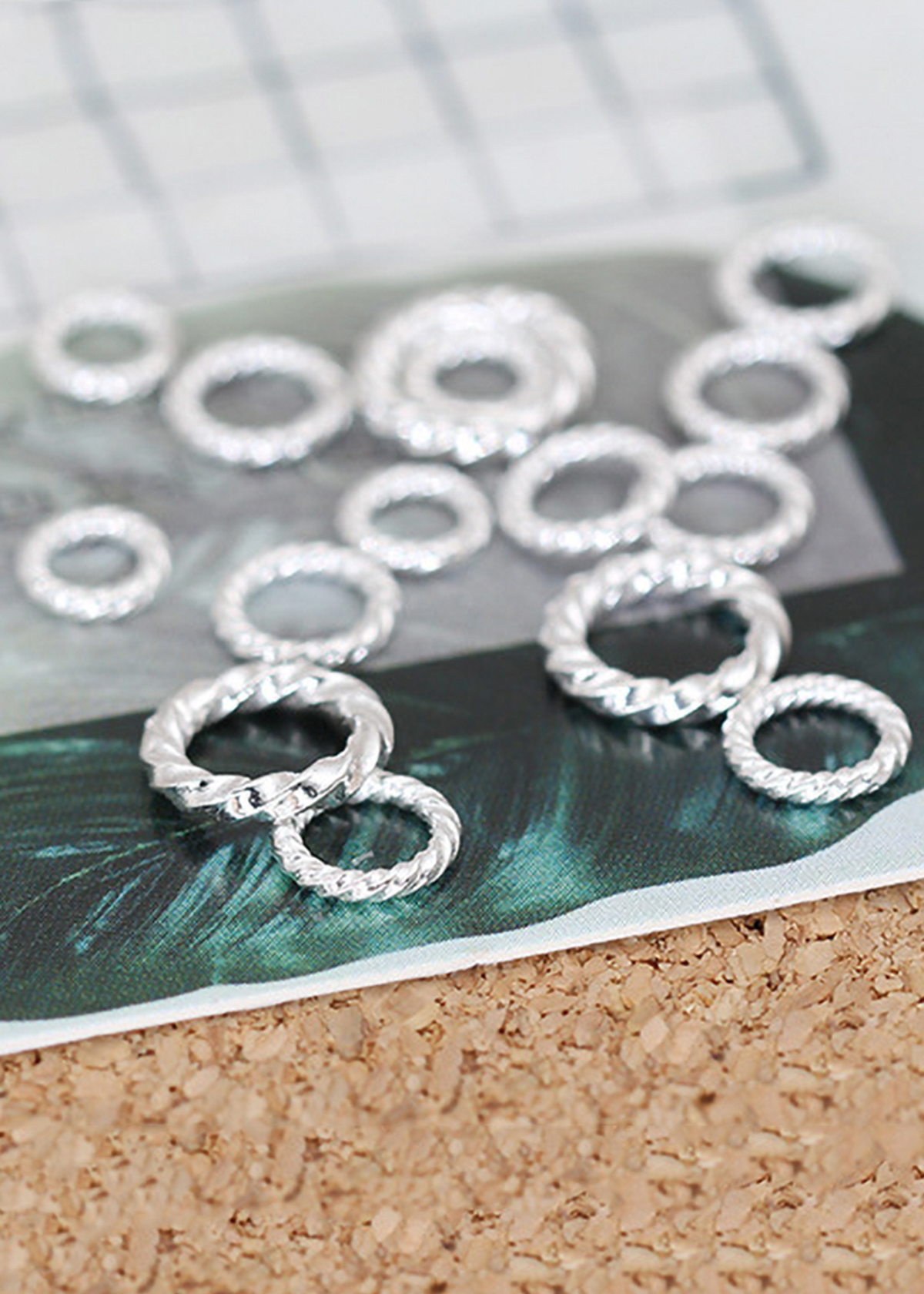 Combo charm bạc khoen tròn dạng xoắn - Ngọc Quý Gemstones