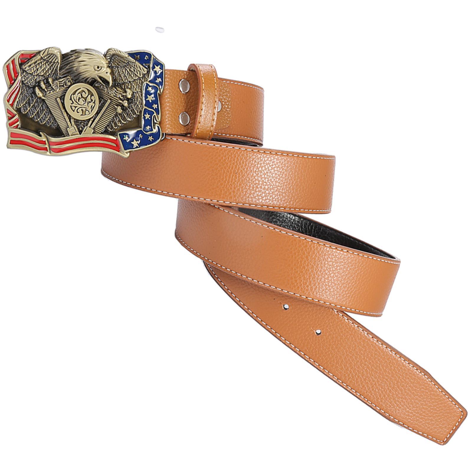 Mens PU Leather Belt with Buckle Waist Belt Dresses Belt Western Belts Women