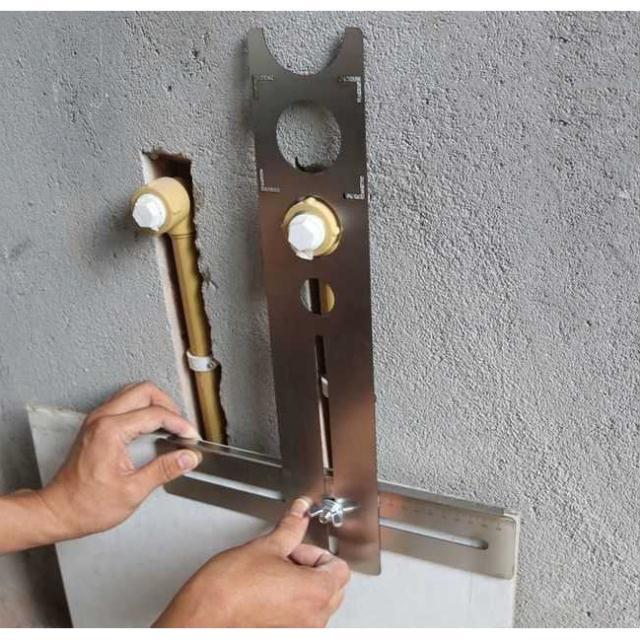 Thước định vị lỗ khoan ống nước, định vị ổ cắm trên gạch ốp lát , dài 40cm, chất liệu inox