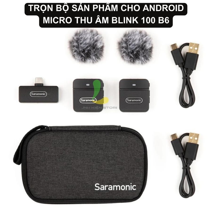 Micro thu âm Saramonic Blink 100 B6 - Micro ghi âm hỗ trợ thiết bị Android, pin 10h và truyền dẫn không dây 2.4GHz - Hàng nhập khẩu