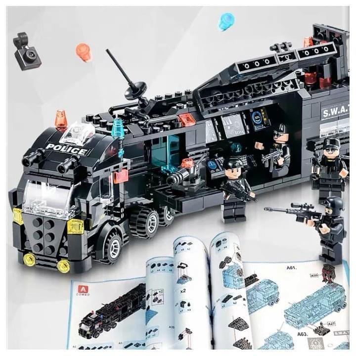 (sẵn 820+ CHI TIẾT - HÀNG LOẠI 1)ĐỒ CHƠI XẾP HÌNH LEGO BIỆT ĐỘI SWAT, LEGO XE OTO QUÂN ĐỘI, LEGO ROBOT 5035