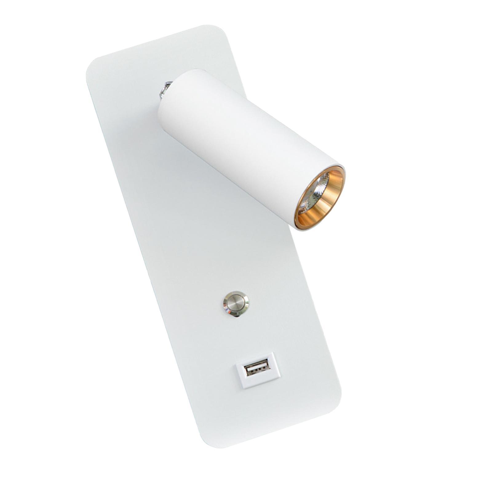 Minimalist Wall Lamp, Reading Light Bedside 3000K Warm White Light USB Interface LED 7W Sconce for Office Dining Room Entry