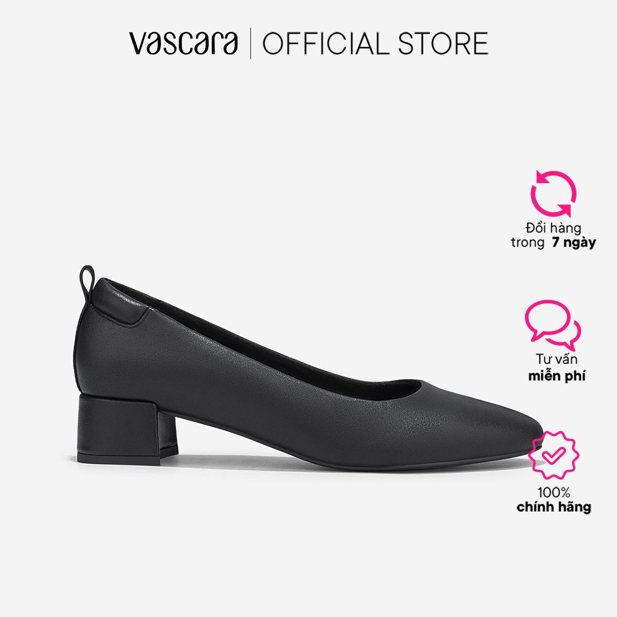 Vascara Giày Da Bít Mũi Tròn Gót Trụ - BMN 0667