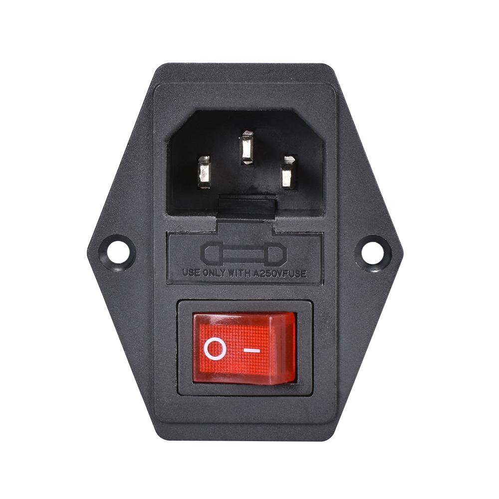 Máy in 3D Bộ phận 10A 250V Công tắc nguồn AC Outlet With Red Triple Rocker Switch FLUSE MODULE cho máy in 3D