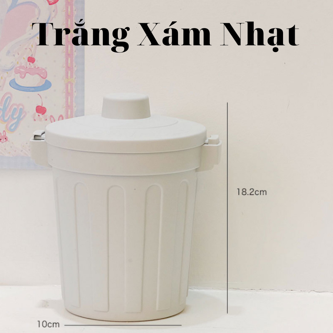 Thùng Rác Mini, Hộp Đựng Nhỏ Hình Chiếc Xô Để Bàn Học /Bàn Làm Việc Có Nắp Đậy Tiện Lợi