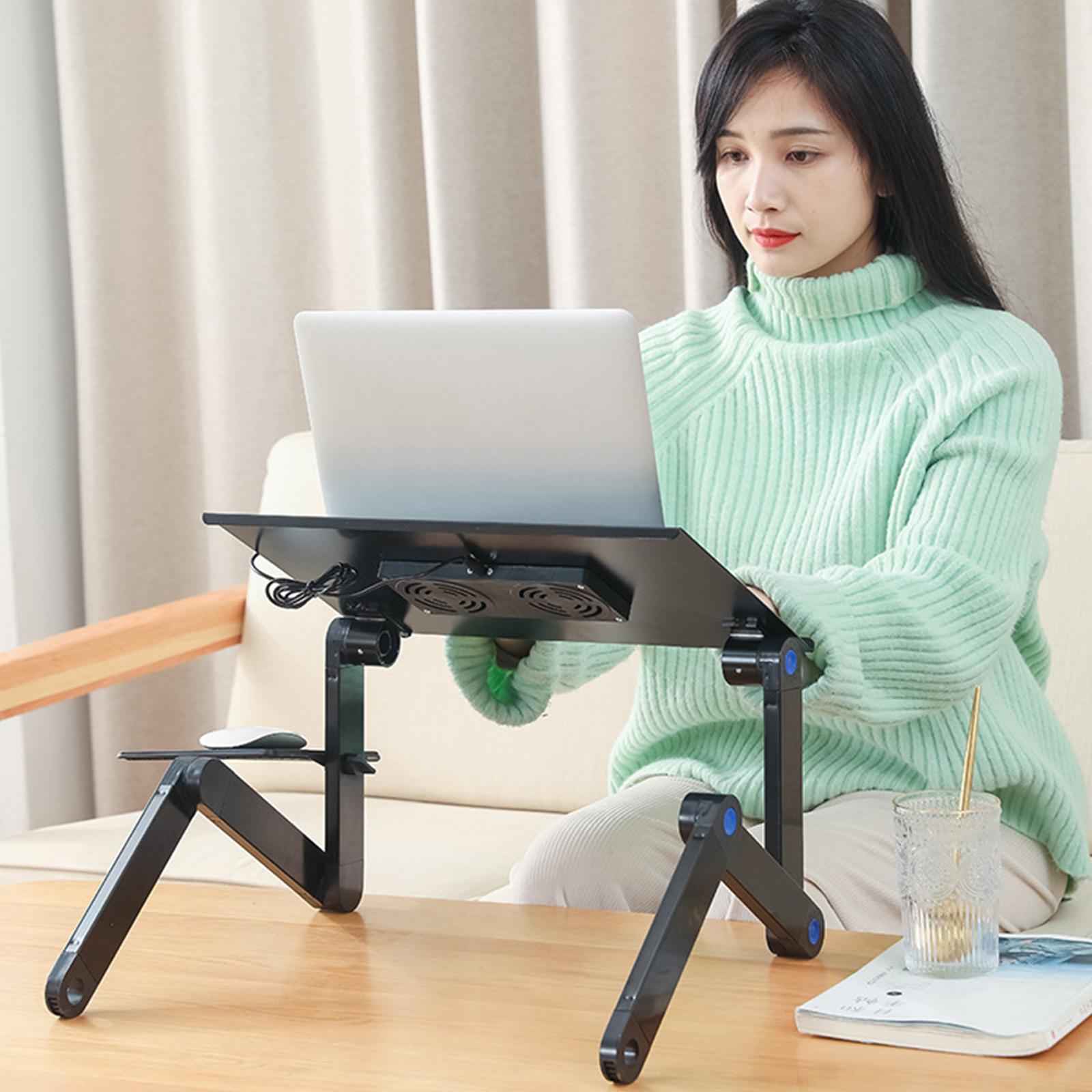 Adjustable Laptop Stand with Cooling Fans Removable Mouse Pad Portable Notebook Stand Foldable Computer Riser
