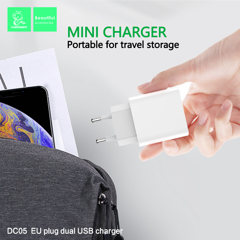 Củ Sạc Nhanh 12W VDENMENV DC05 Vỏ Nhựa ABS Chống Cháy, 2 Đầu USB, Tự Ngắt Khi Quá Tải - Hàng Chính Hãng