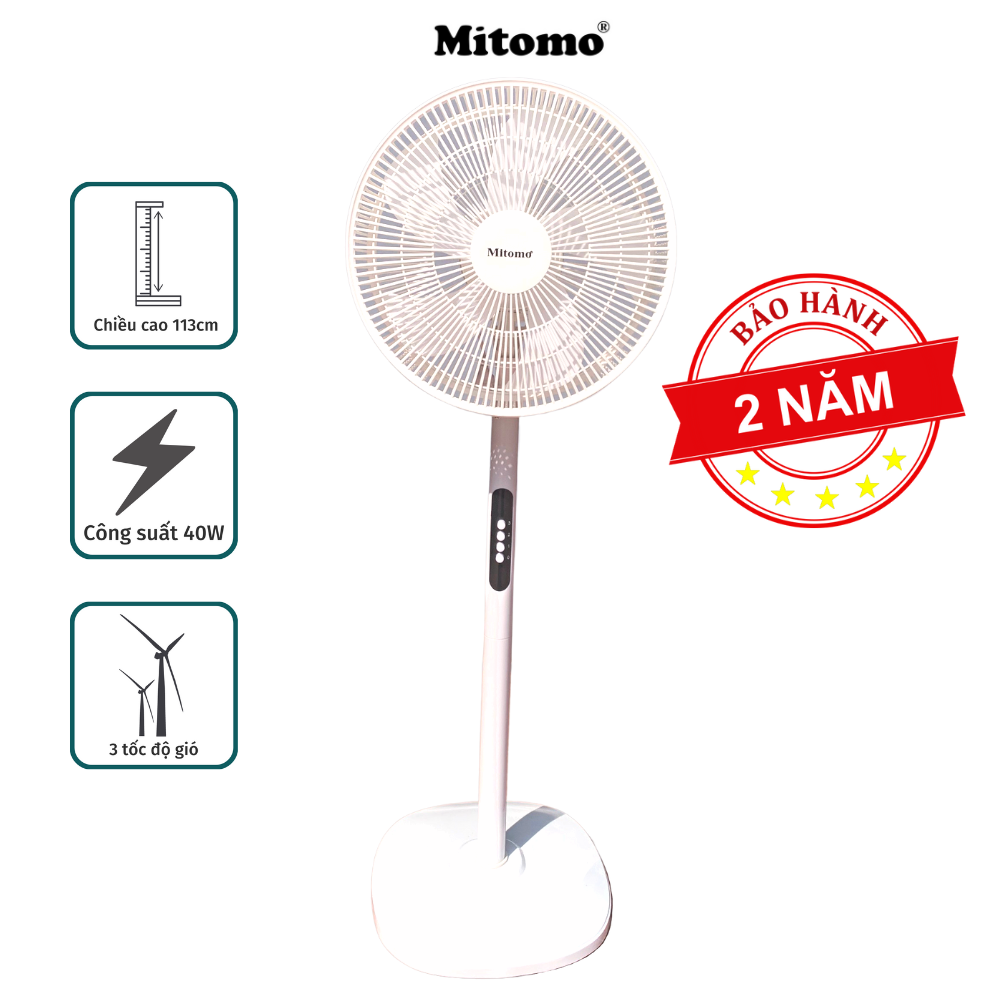 Quạt Đứng 5 Cánh Mitomo FCE-60 hàng chính hãng, Điều Khiển Từ Xa, Hẹn Giờ, Tiếng Ồn Thấp