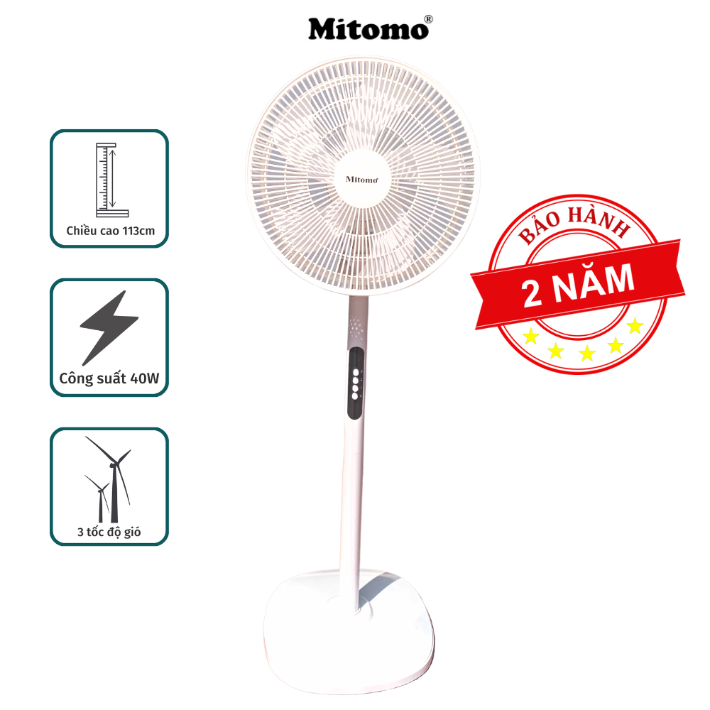 Quạt Cây Đứng Mitomo FCE-40 có điều khiễn từ xa, hẹn giờ hàng chính hãng