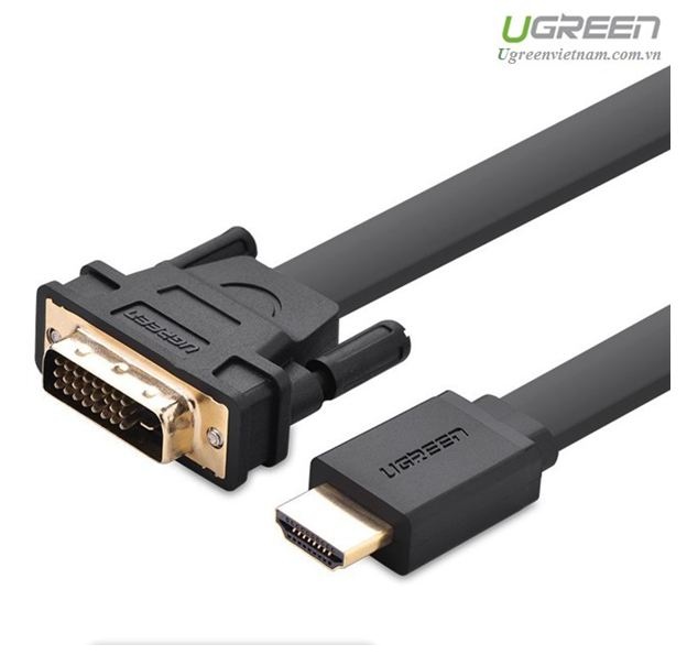 Cáp HDMI to DVI (24+1) mỏng dẹt dài 12M Ugreen 30141-Hàng Chính Hãng
