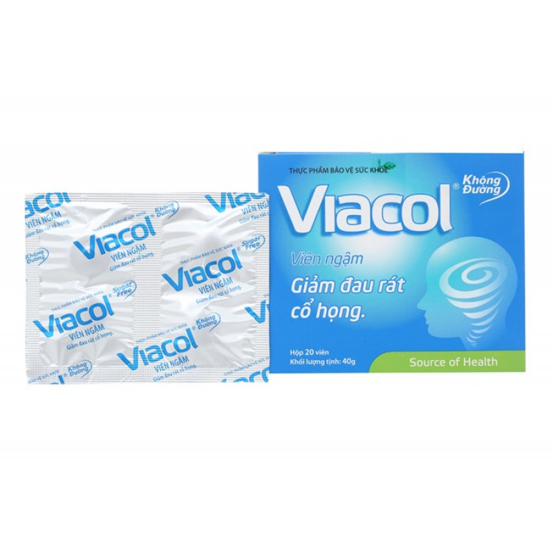 Kẹo ngậm Viacol thảo mộc Vietnat không đường giảm ho đau họng - hộp 20 viên