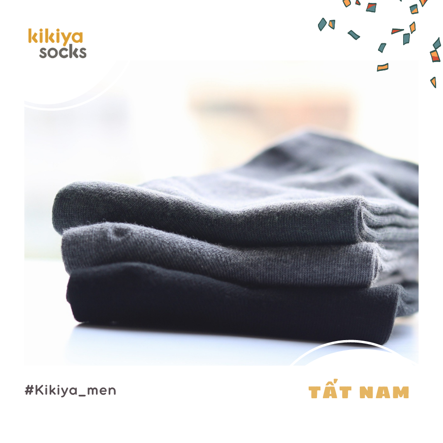 Tất vớ nam cotton cổ cao Kikiya cao cấp Hàn Quốc M-C-029
