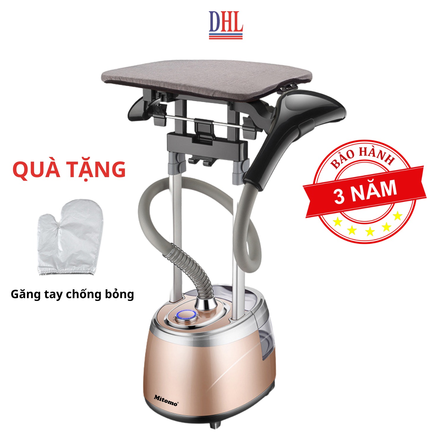 Bàn ủi hơi nước đứng Mitomo GC-559 Công suất 2200W BH 3 năm - màu vàng