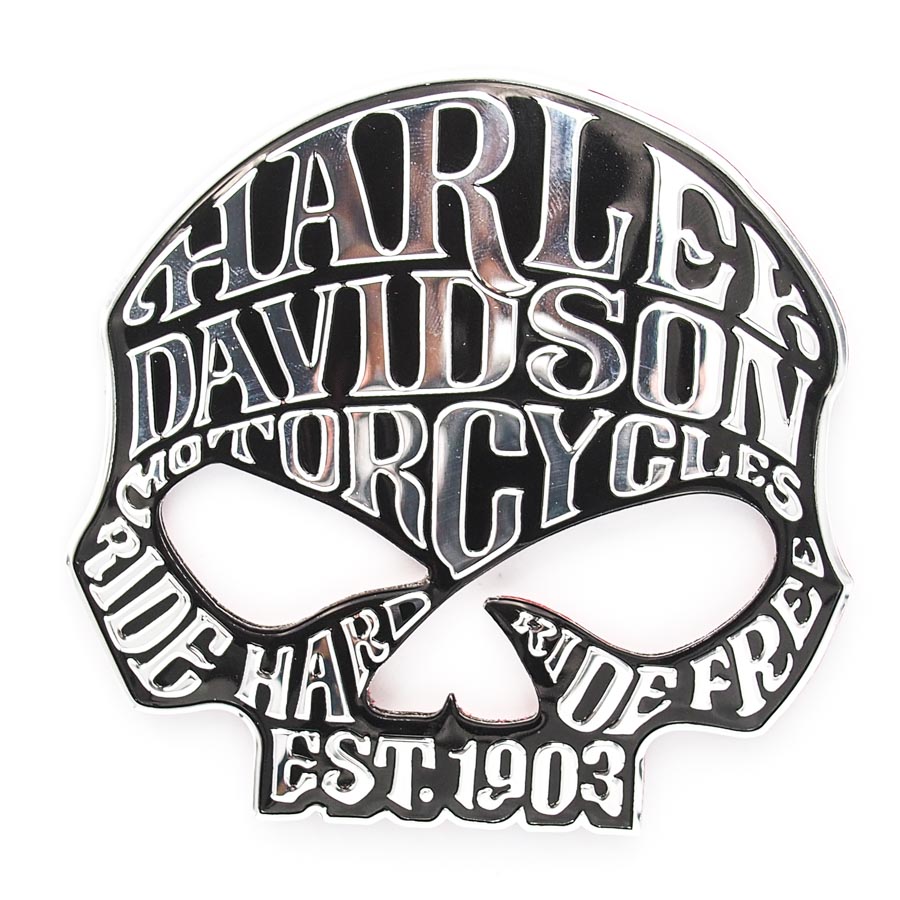 Sticker hình dán metal Harley Davidson Đầu Lâu 1903 - Chữ bạc