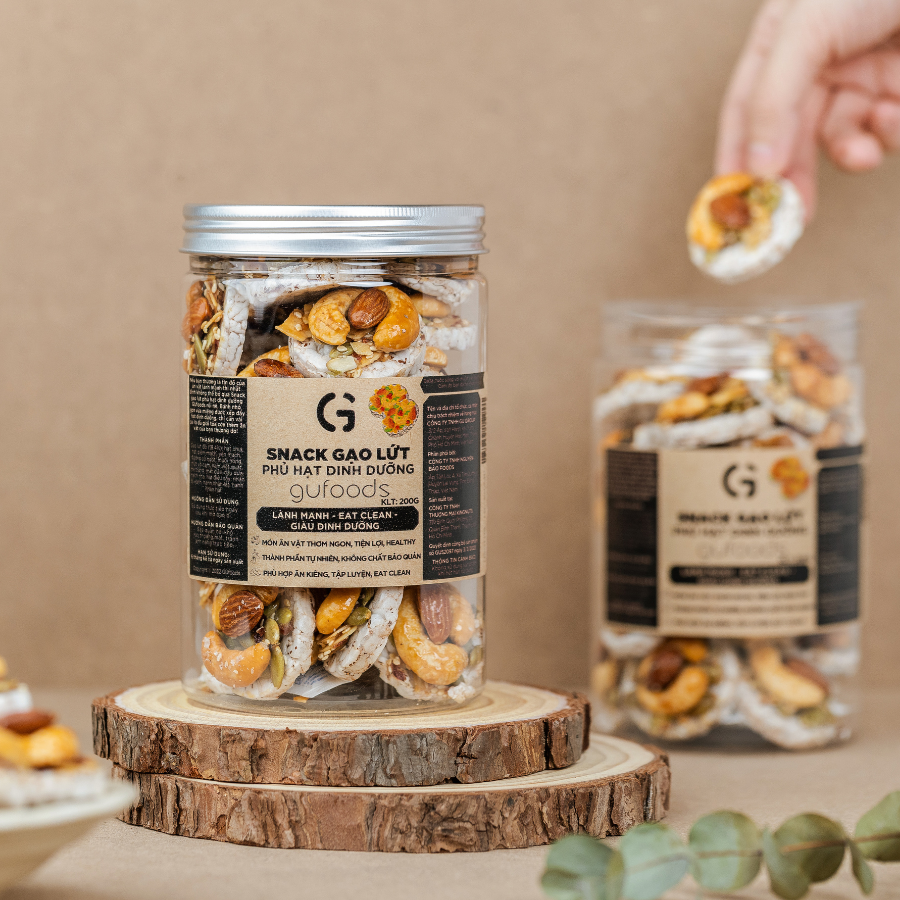 Hình ảnh Snack gạo lứt phủ granola siêu hạt GUfoods - Bữa ăn nhẹ tiện lợi, Giàu đinh dưỡng, Ăn vặt healthy, Hỗ trợ giảm cân, Ăn kiêng, Eat clean, Thuần chay