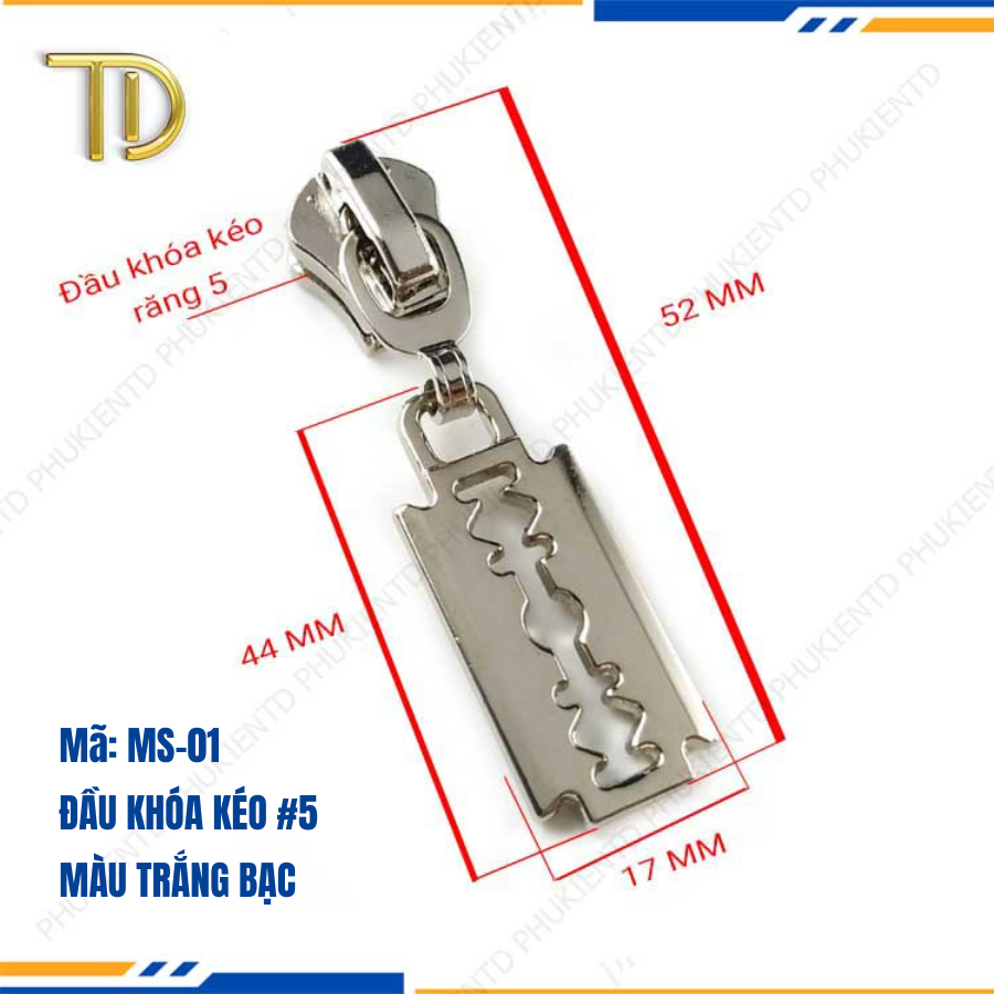 Đầu khóa kéo túi xách, đầu khóa kéo thay thế, đầu khóa kéo balo răng 5 mạ điện độ bền 5-8 năm