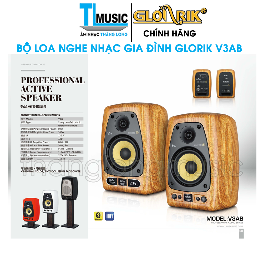 Dàn âm thanh giải trí tại gia Hifi Speaker Glorik V3AB (Bluetooth Stereo) - Hàng chính hãng