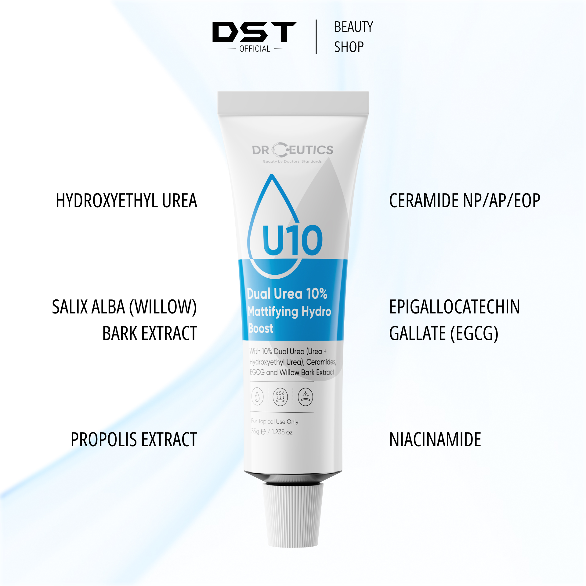 DRCEUTICS Gel Dưỡng Ẩm Kiềm Dầu Và Phục Hồi Da Dual Urea 10% Mattifying Hydro Boost