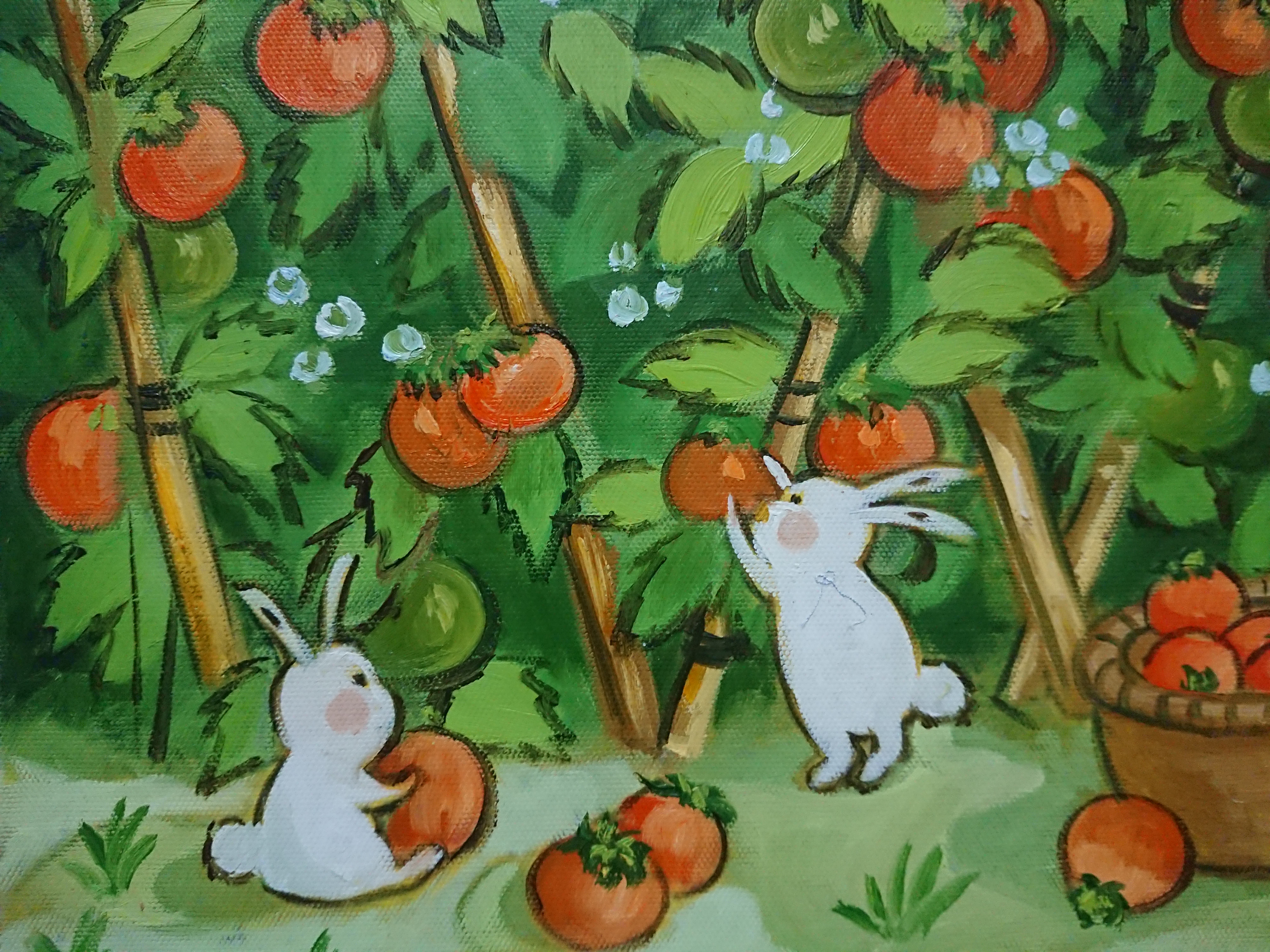 Thu Hoạch Cà Chua - Tranh Sơn Dầu Vẽ Tay 40x50cm