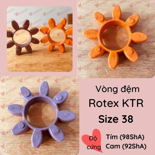Vòng đệm giảm chấn cho khớp nối Rotex KTR size 38, độ cứng 98ShA (màu tím) hoặc 92ShA (màu cam